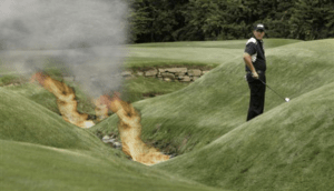 golf course with fire hazard